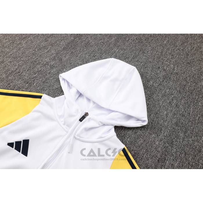 Tuta da Track di Felpa Real Madrid Bambino 2024-2025 Bianco Giallo